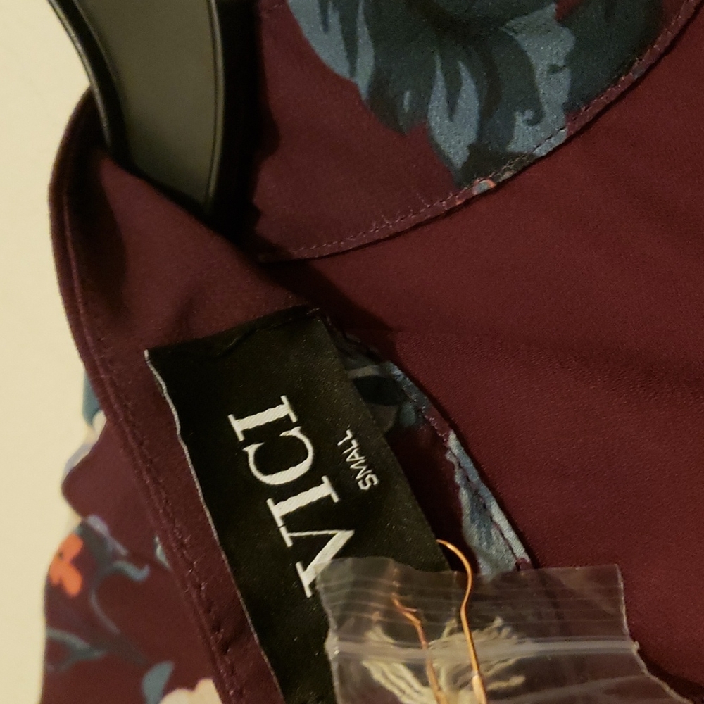 Vici exclusive x fate grape floral mock neck, pleated dress Small - Picture 9 of 11